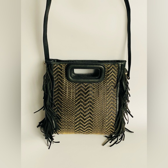 Maje Handbags - Previously owned Maje M purse leather Fringe sac crossbody bag in black and tan